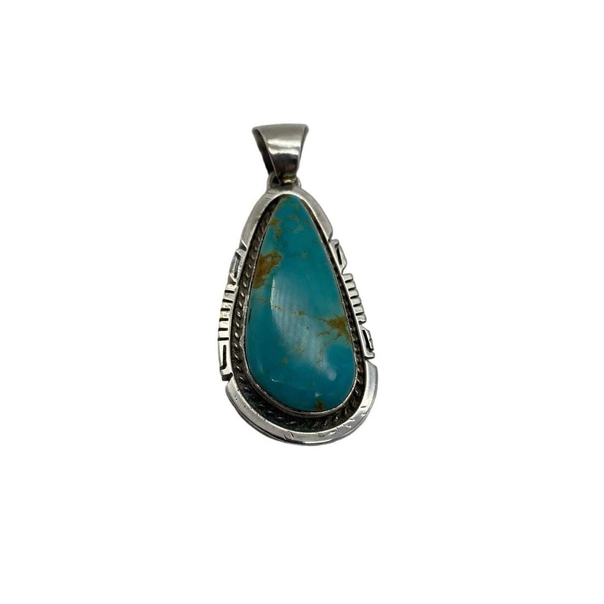 Native American Robert Shaky Royston Turquoise Sterling Silver Pendant